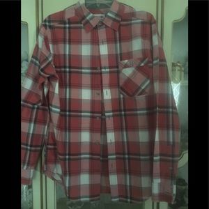 Mission men’s long sleeve red plaid casual shirt size M/M